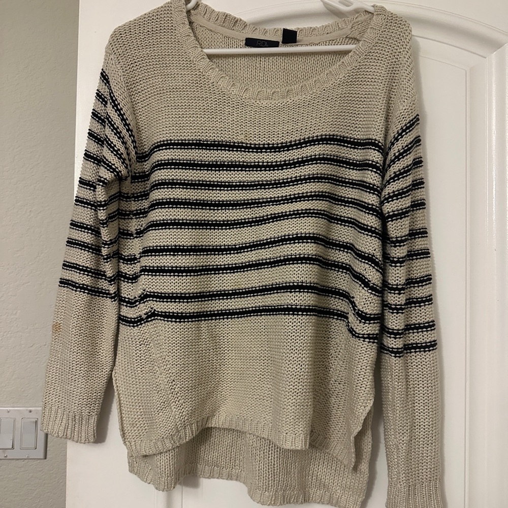 RDI Cream and Black Striped Sweater
